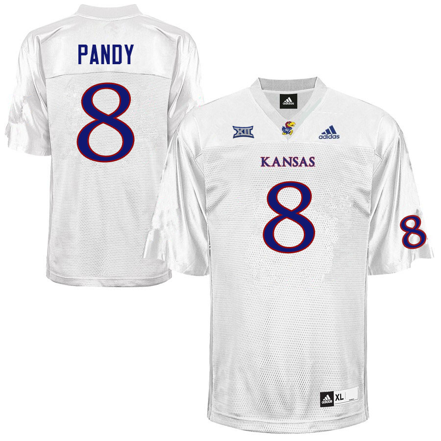 Men #8 Anthony Pandy Kansas Jayhawks College Football Jerseys Sale-White - Click Image to Close